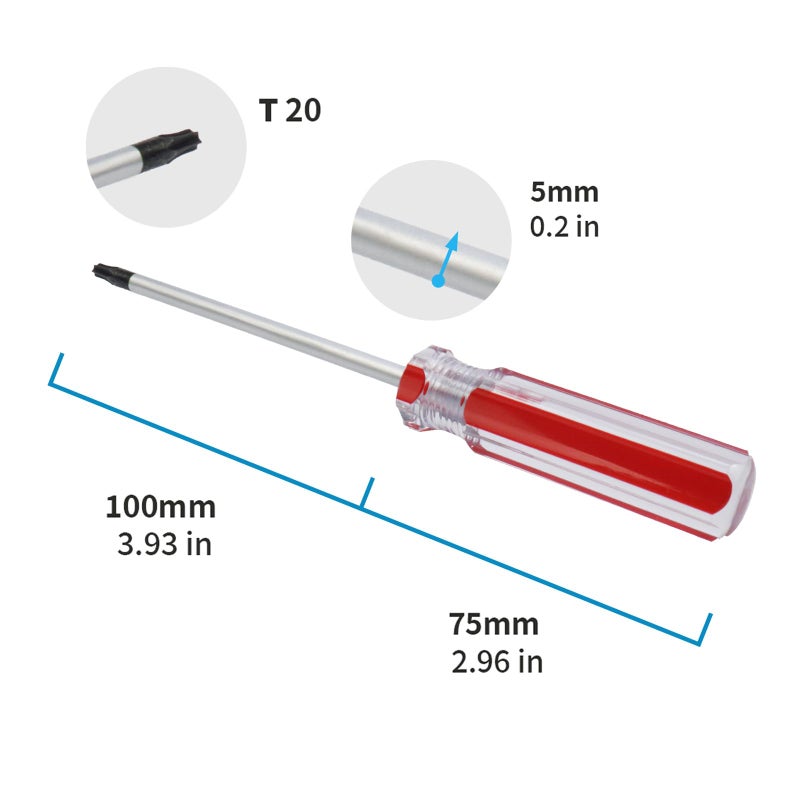 Antrader T20 5mm Magnetic Tip Plastic Grip Torx Security Screwdriver 100mm Long - Image 2